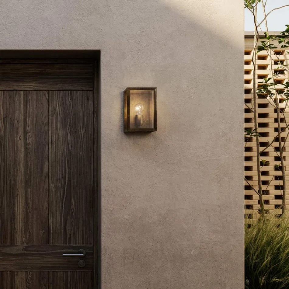 Grote wandlamp in messing en glas Quadro Il Fanale Viadurini