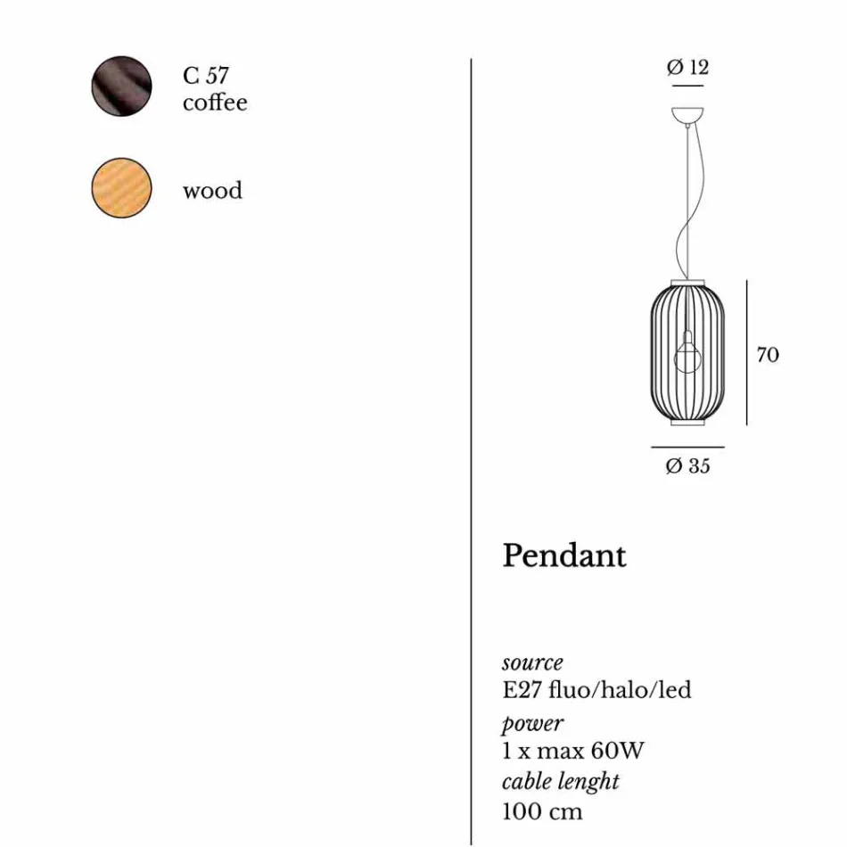 Wandlamp staal Ø35xh.70xL.cavo100 cm Bibiana Viadurini