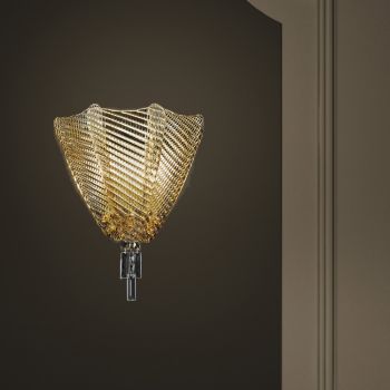 Wandlamp in amberkleurig Venetië-glas gemaakt in Italië - Fabiana