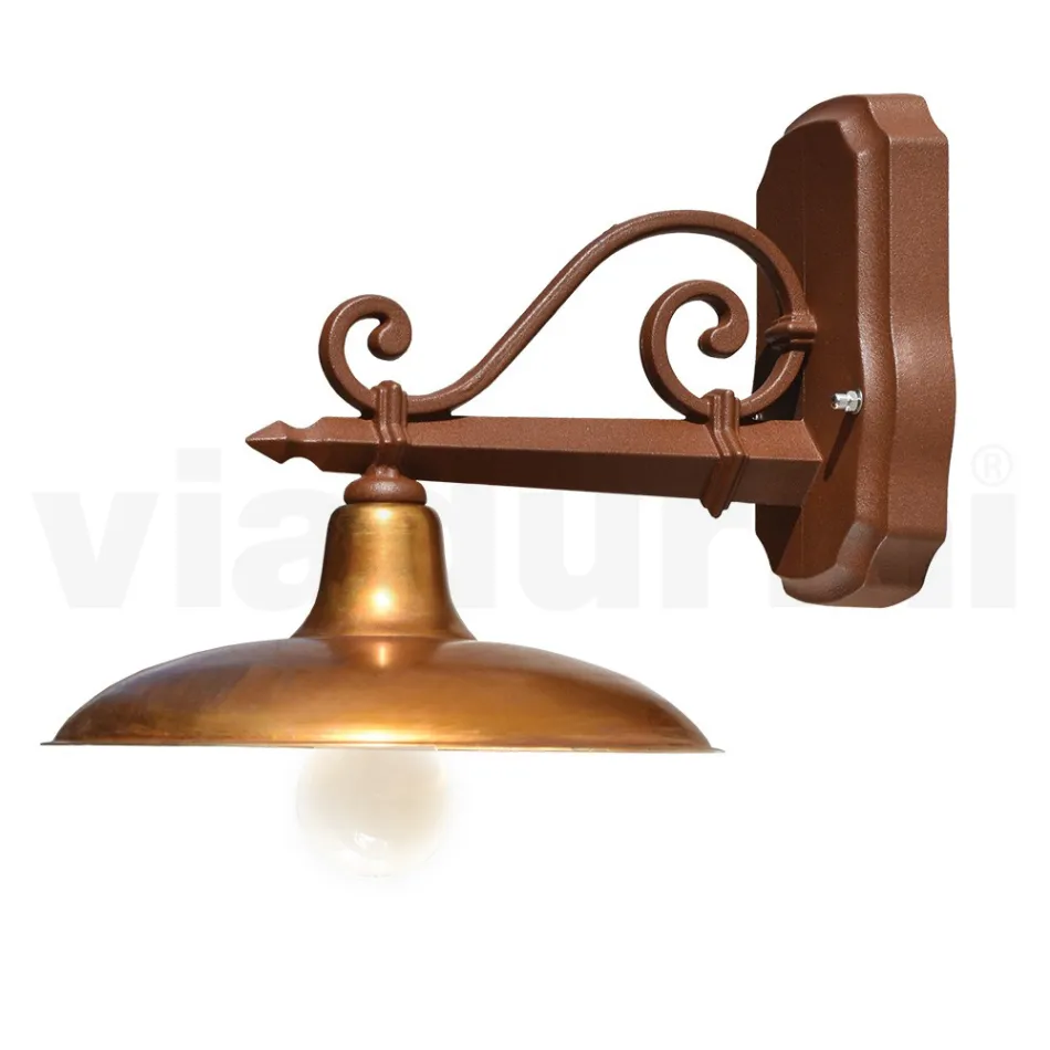 Buitenwandlamp van aluminium en messing Made in Italy - Adela Viadurini