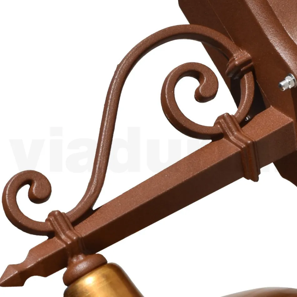 Buitenwandlamp van aluminium en messing Made in Italy - Adela Viadurini