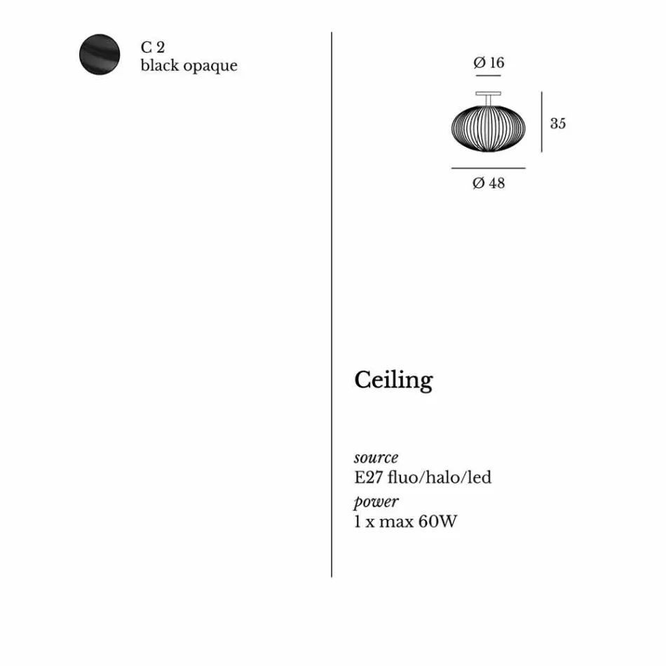 Moderne plafondlamp in gelakt staal, Ø48xH 35 cm, Heila Viadurini