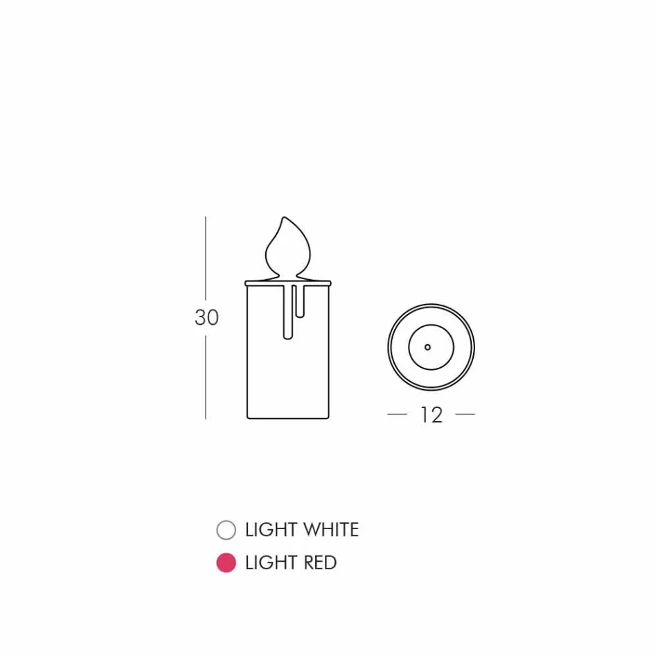 Witte of rode lichtgevende kaars tafellamp Design by Slide - Fiammetta Viadurini