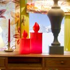 Witte of rode lichtgevende kaars tafellamp Design by Slide - Fiammetta Viadurini
