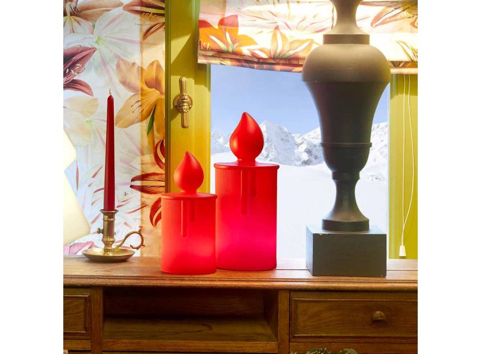 Witte of rode lichtgevende kaars tafellamp Design by Slide - Fiammetta Viadurini