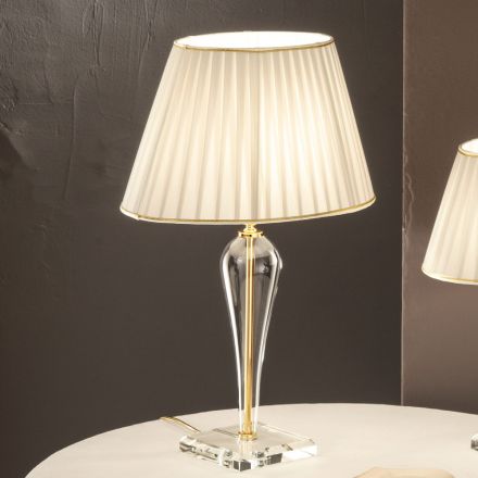 Klassieke Italiaanse handgemaakte glazen tafellamp en lampenkap - Rapallo Viadurini