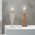 Klassieke tafellamp van Italiaans glas en goudkleurig metaal - Oliver