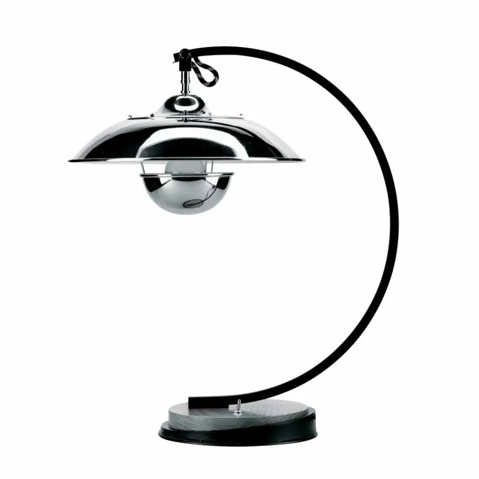 Tafellamp met structuur in eikenhout en metaal Made in Italy - Lumetto Viadurini