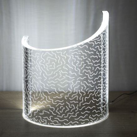 Acryl Kristallen Tafellamp Gebogen Design Laser Decor - Ithan Viadurini