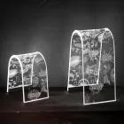 Transparante acrylkristallen tafellamp met gegraveerde decoratie - Bertella Viadurini