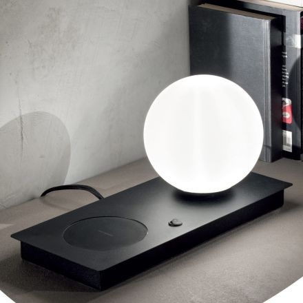 Design tafellamp van geblazen glas en wit of zwart metaal - Bersa Viadurini