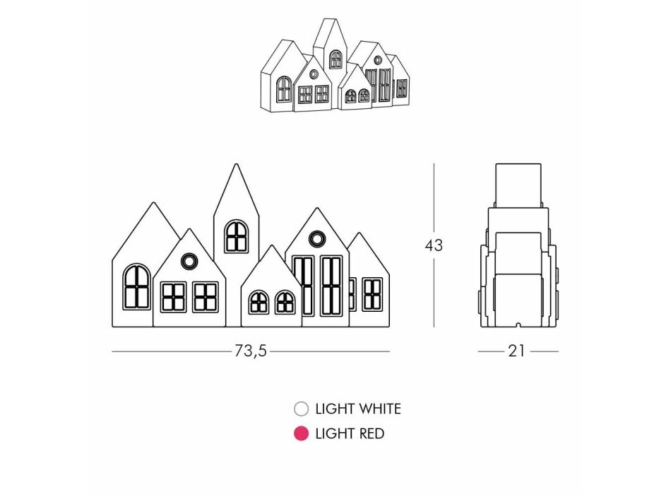 Design Tafellamp met Witte of Rode Led Huizen Design Glijbaan - Kuusi Viadurini