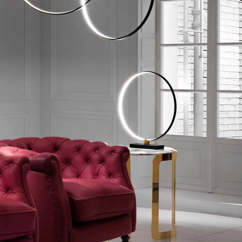 Design tafellamp in zwart aluminium en messing Made in Italy - Norma Viadurini