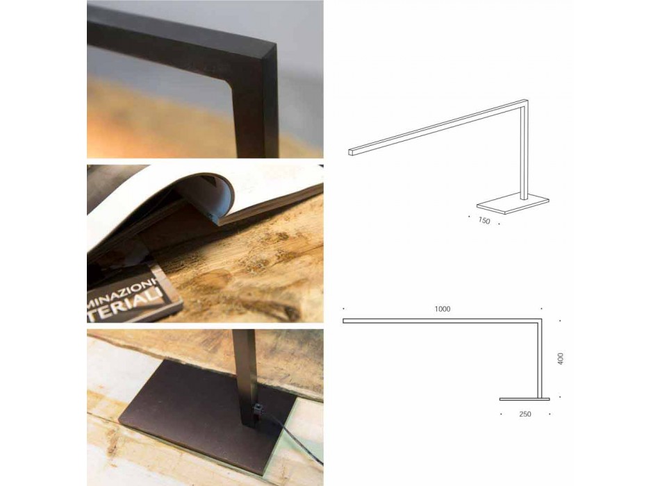 Design tafellamp in mat zwart geverfd ijzer Made in Italy - Linea Viadurini