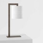 Design tafellamp in metaal en wit linnen Made in Italy - Bali Viadurini