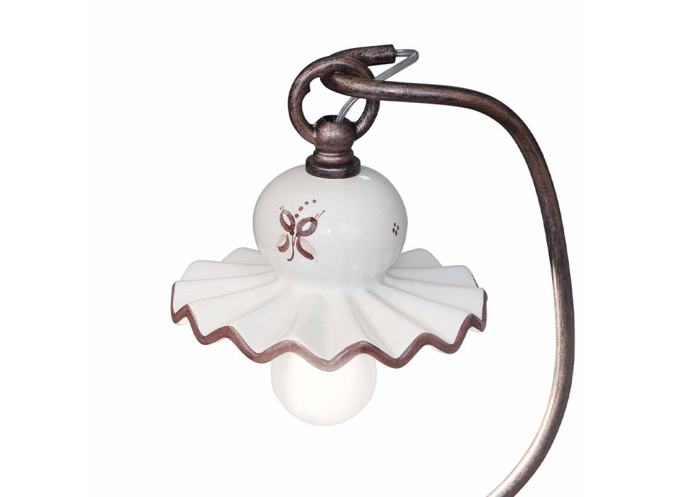 Landelijk met de hand gedecoreerde ambachtelijke keramische tafellamp - Rome Viadurini