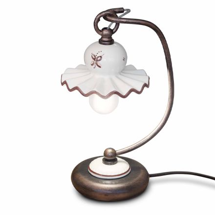 Landelijk met de hand gedecoreerde ambachtelijke keramische tafellamp - Rome Viadurini
