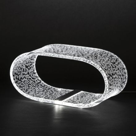 Tafellamp van acrylkristal en lasergegraveerde decoratie - Gnassi Viadurini