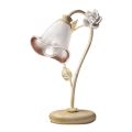 Tafellamp in ijzer en glas met roos van keramiek decoratie - Siena