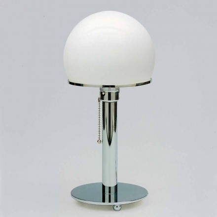 Tafellamp in opaline met chromen structuur Made in Italy - Toronto Viadurini