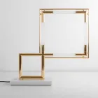 Tafellamp in messing en hars met marmeren voet Made in Italy - Quizza Viadurini