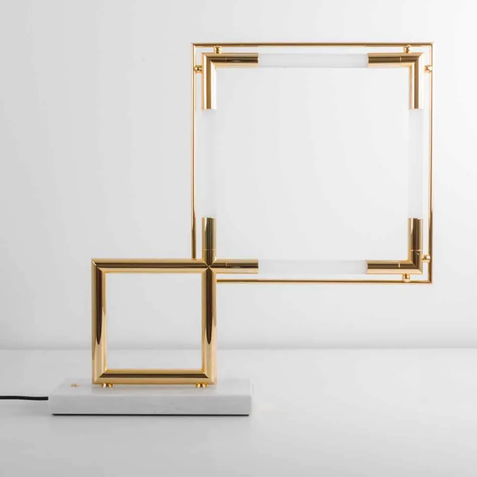 Tafellamp in messing en hars met marmeren voet Made in Italy - Quizza Viadurini