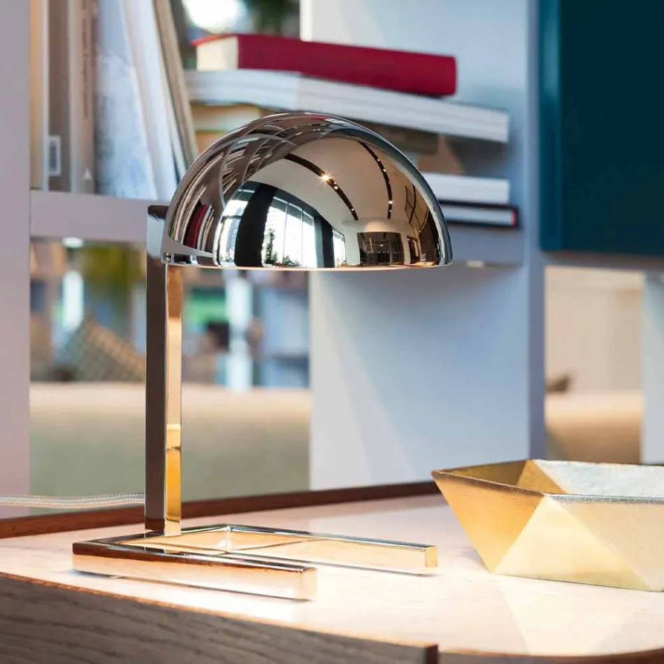 Tafellamp in messing met gouden of palladium afwerking Made in Italy - Adana Viadurini