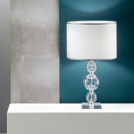 Tafellamp in ambachtelijk glas en metaal in klassieke stijl - Mindful Viadurini