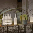 Led tafellamp in wit matglas modern design - fles Viadurini