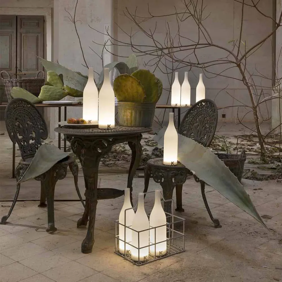 Led tafellamp in wit matglas modern design - fles Viadurini