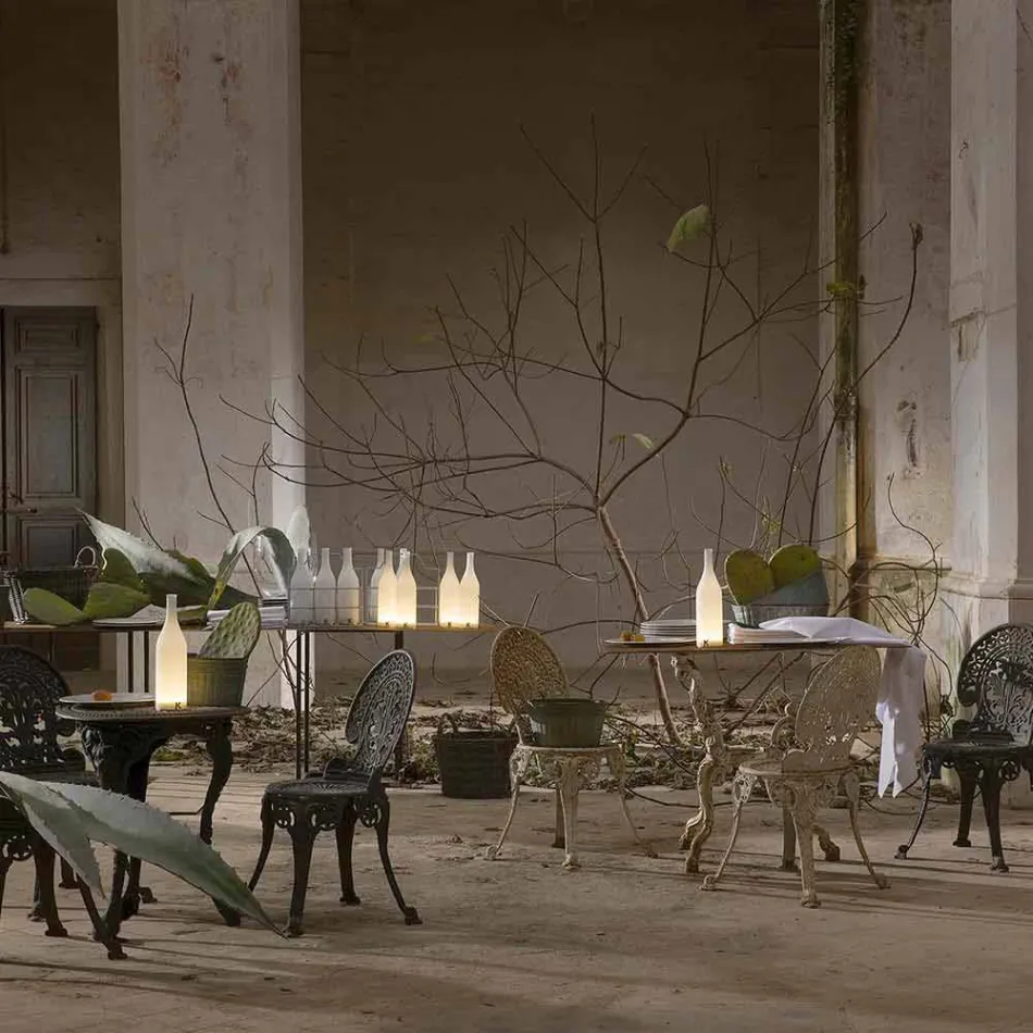 Led tafellamp in wit matglas modern design - fles Viadurini