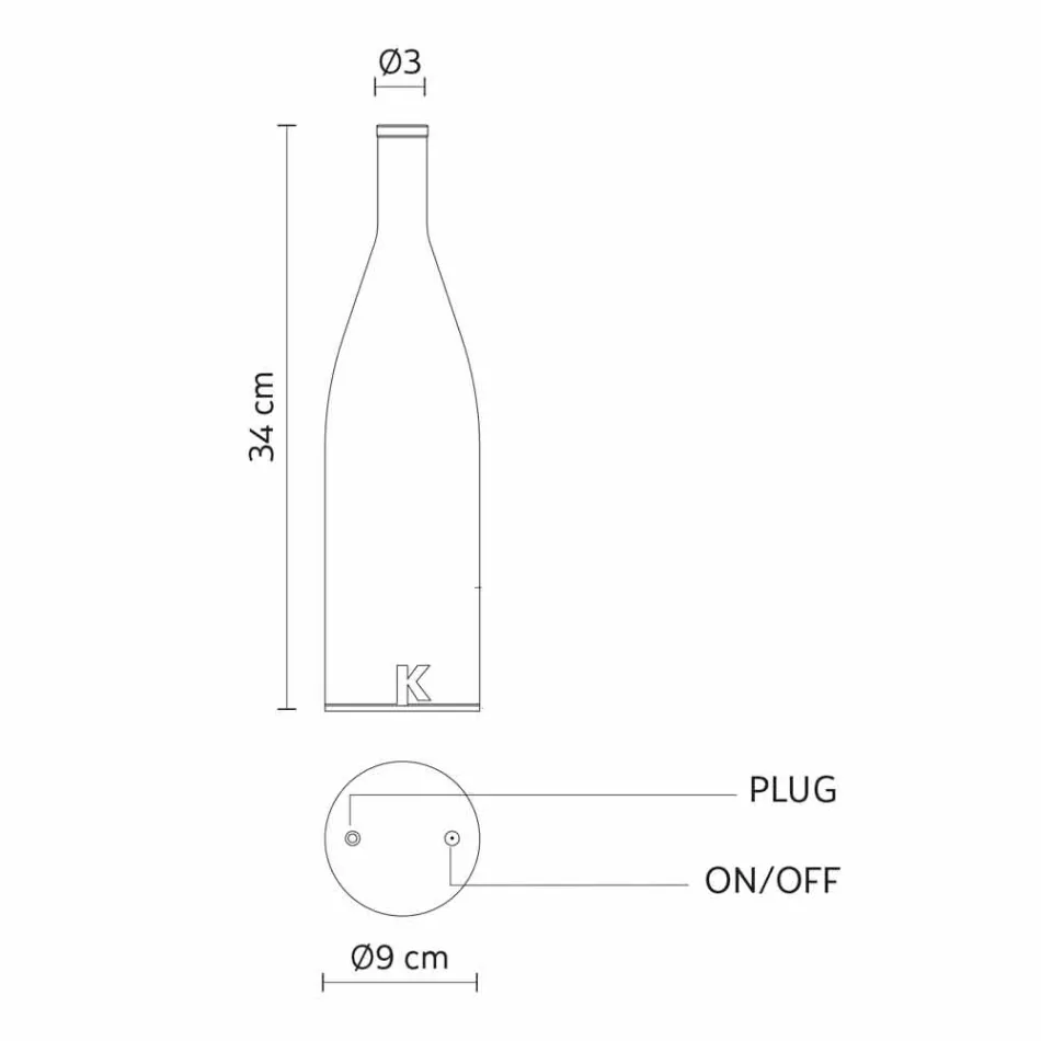 Led tafellamp in wit matglas modern design - fles Viadurini