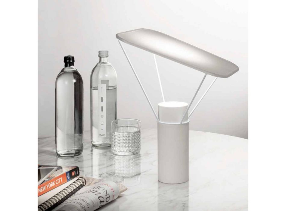 Moderne tafellamp in hars en wit katoen Made in Italy - Fiera Viadurini