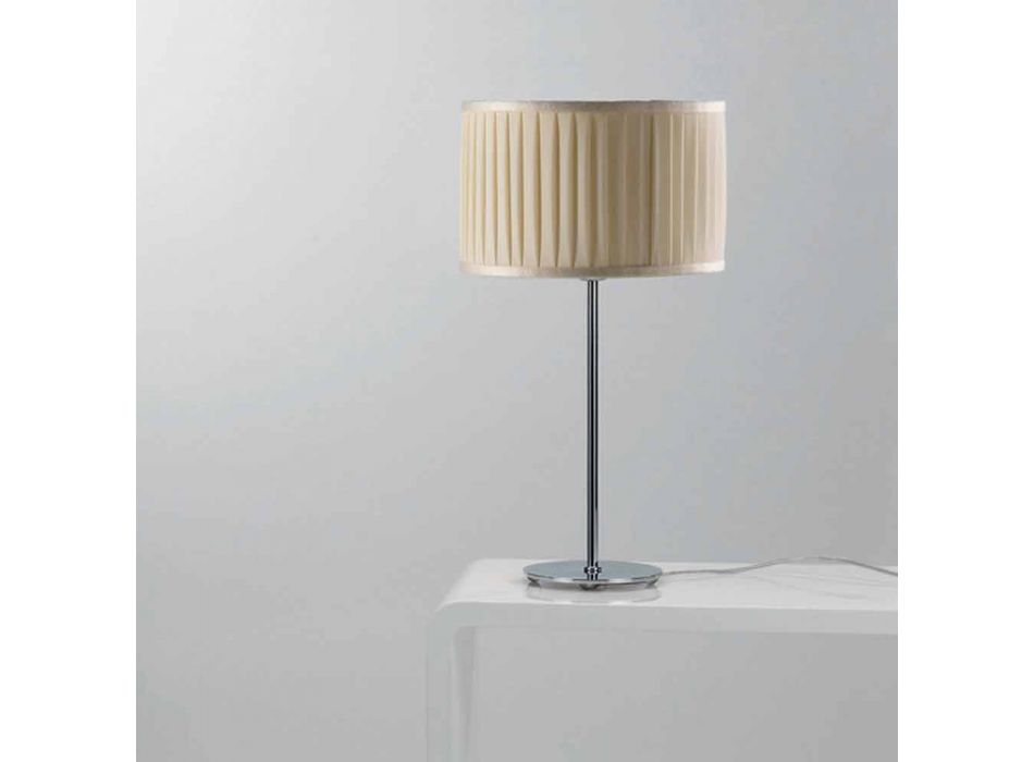 Moderne ivoorkleurige zijden tafellamp Bamboo Viadurini