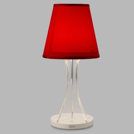 Oplaadbare tafellamp in acryl en stoffen lampenkap - Raviolino Viadurini