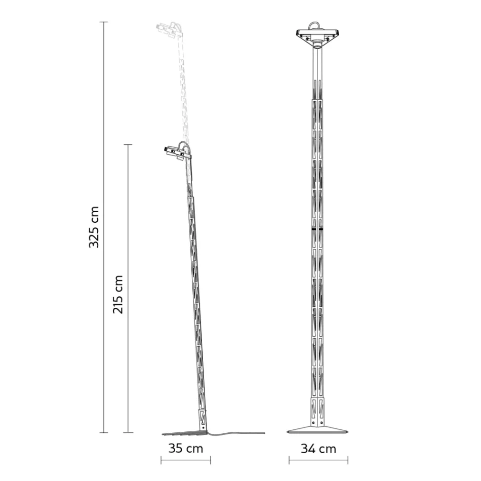 Uitschuifbare vloerlamp aluminium mat zwart ladderontwerp - Watchful Viadurini