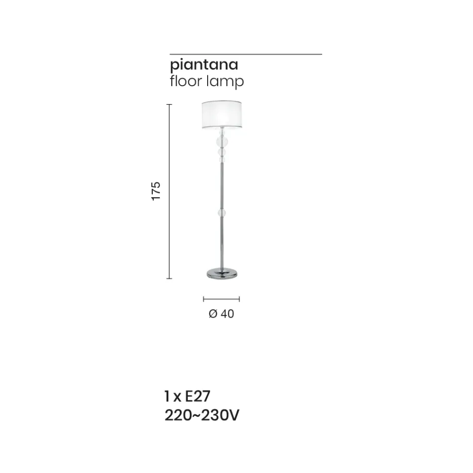 Klassieke vloerlamp van Italiaans ambachtelijk glas en lampenkap - Memore Viadurini