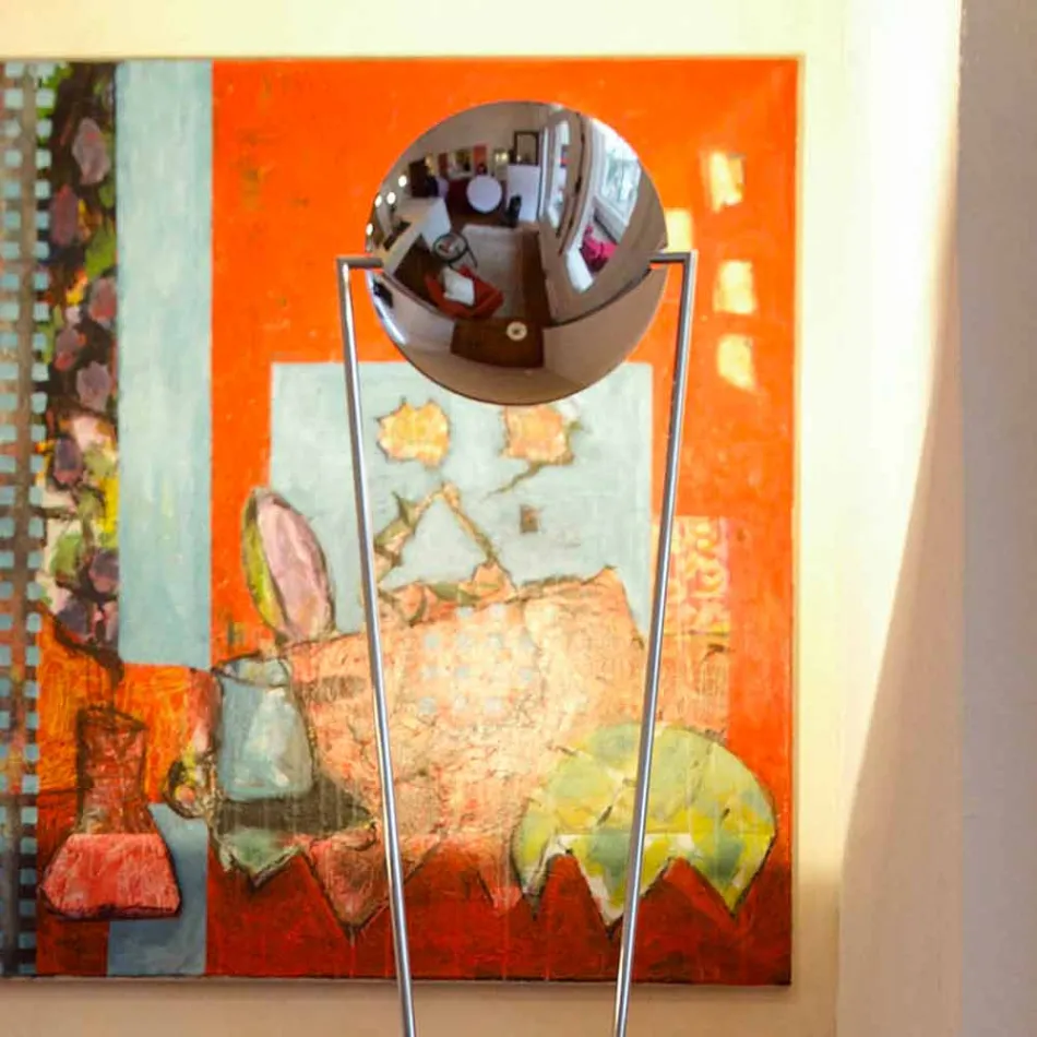 Vloerlamp met metalen structuur en geïntegreerde LED Made in Italy - Rione Viadurini