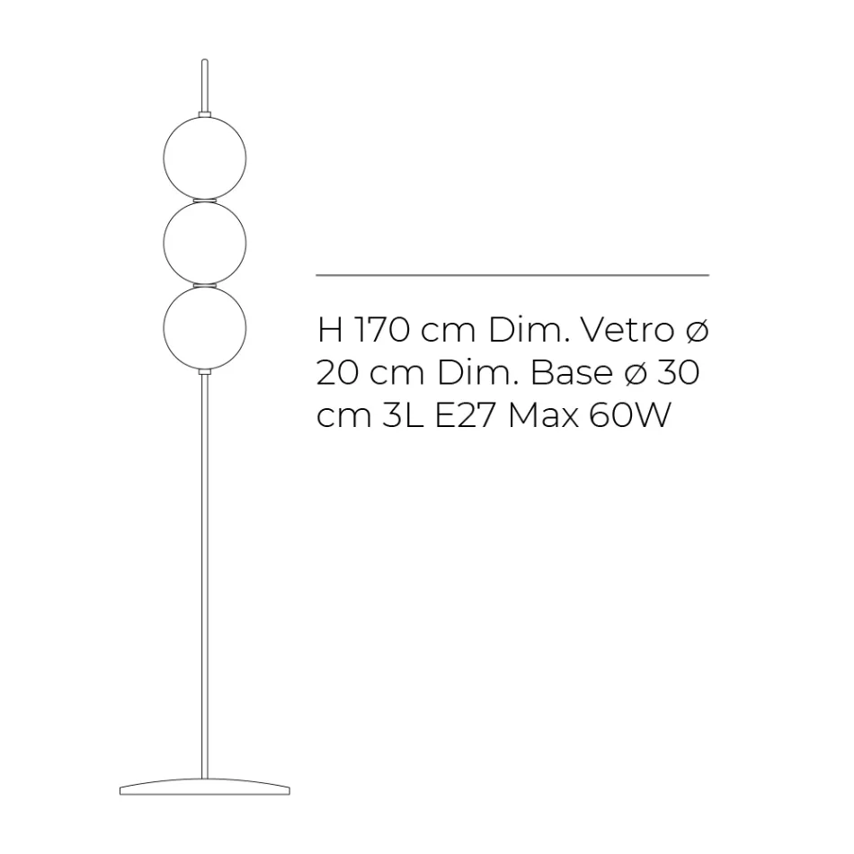 Lumira - Vloerlamp met drie lichtpunten in gelaagd glas, gemaakt in Italië. Viadurini