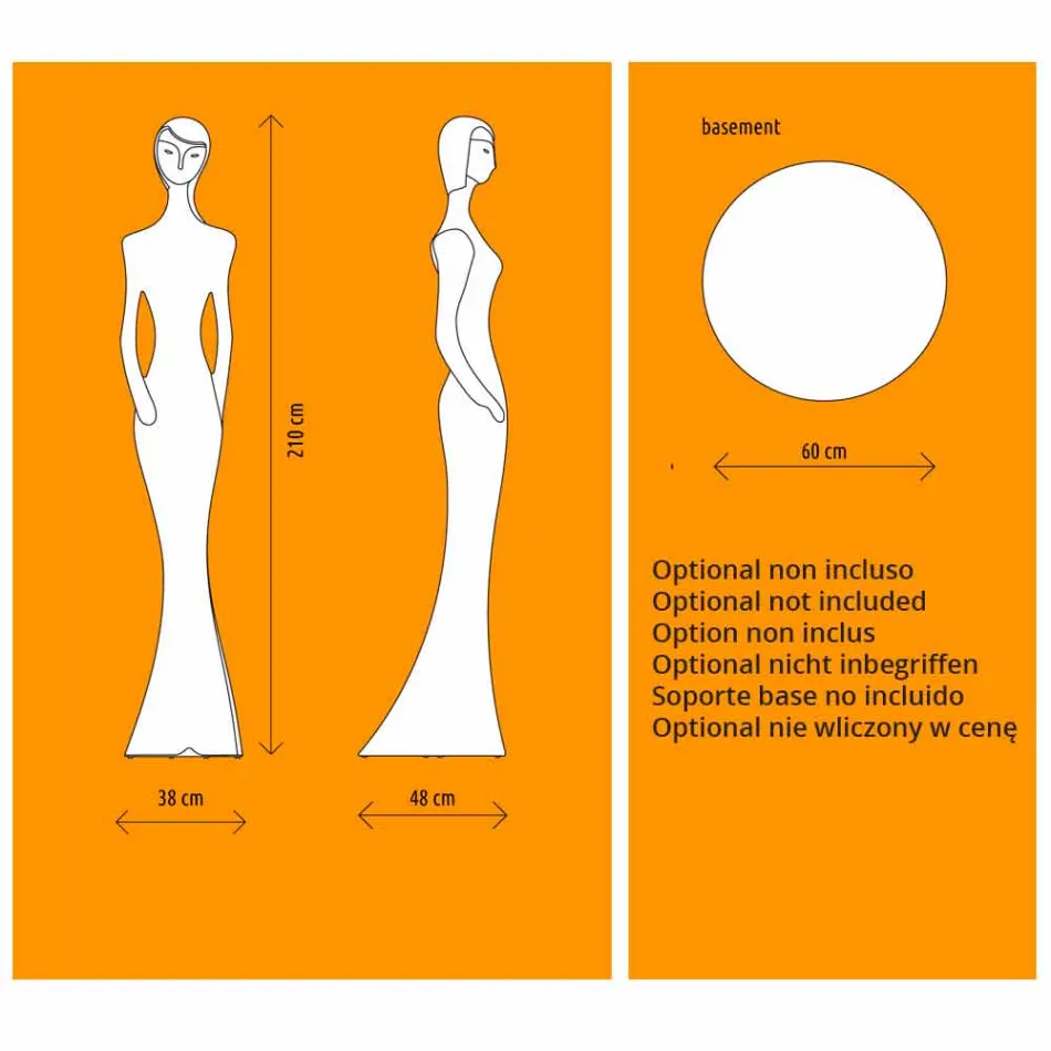 Tuinvloerlamp met RGBW Led-licht Standbeeld Design - Penelope by Myyour Viadurini