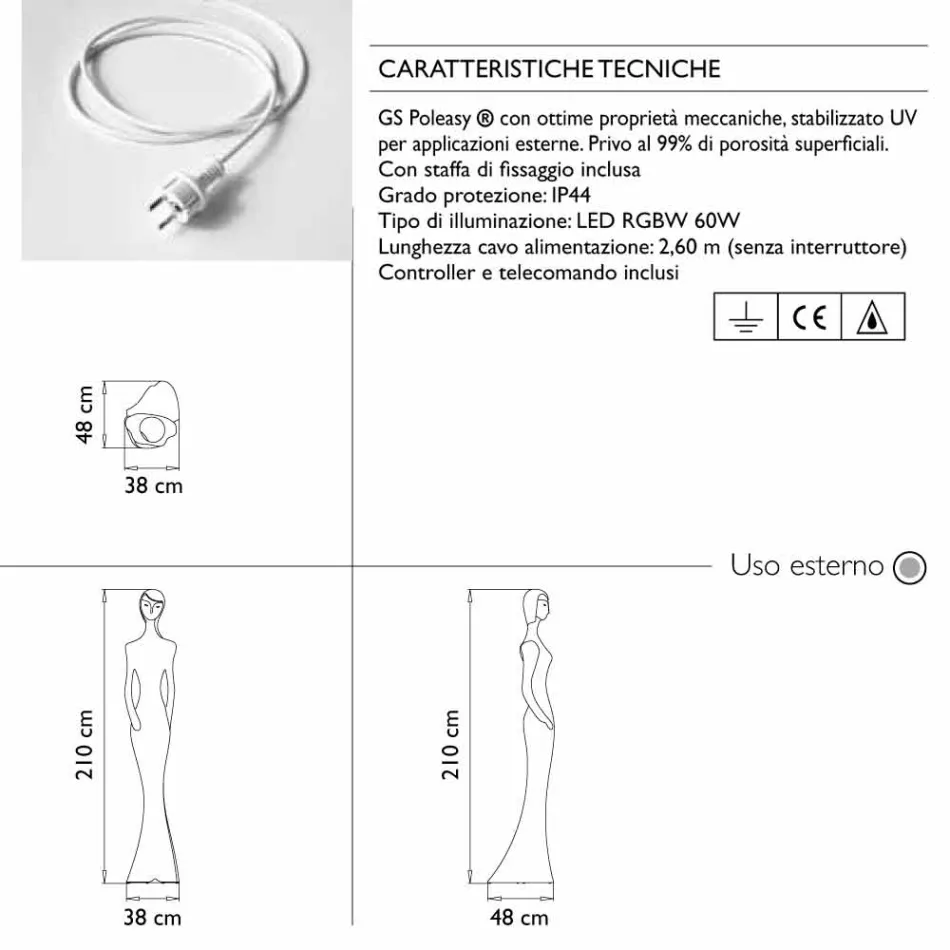 Tuinvloerlamp met RGBW Led-licht Standbeeld Design - Penelope by Myyour Viadurini