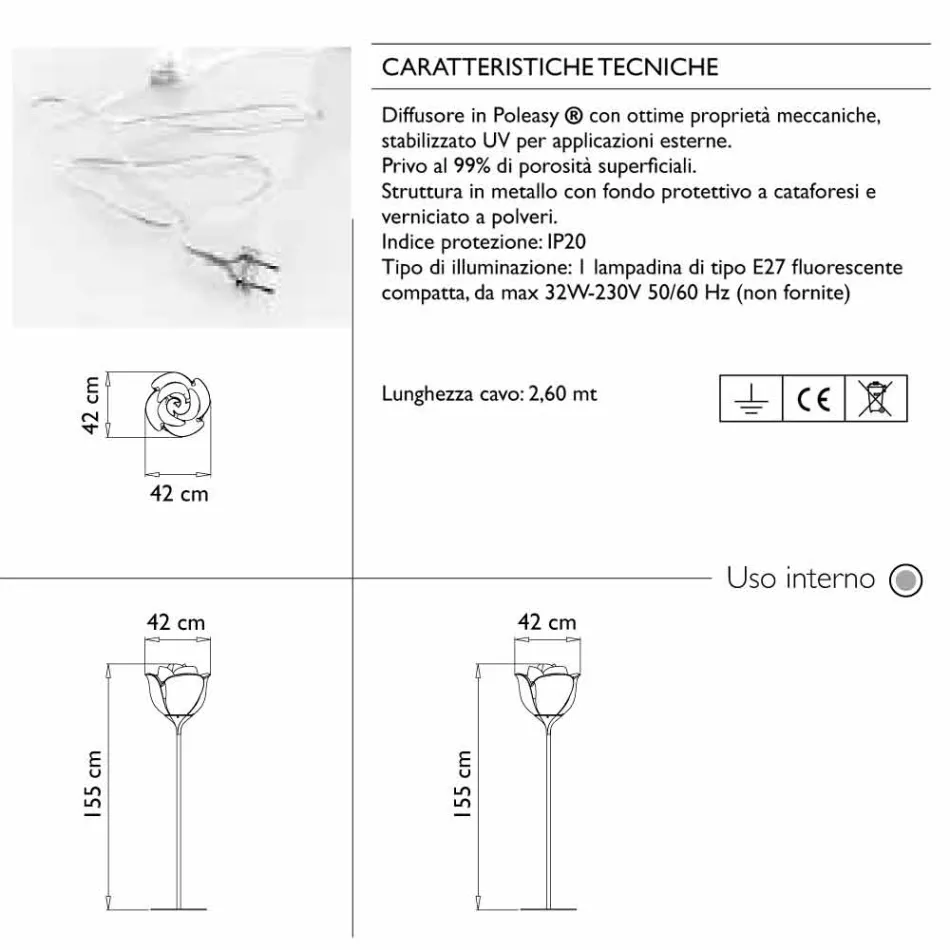 Plastic vloerlamp met bloemmotief voor binnen - Baby Love van Myyour Viadurini