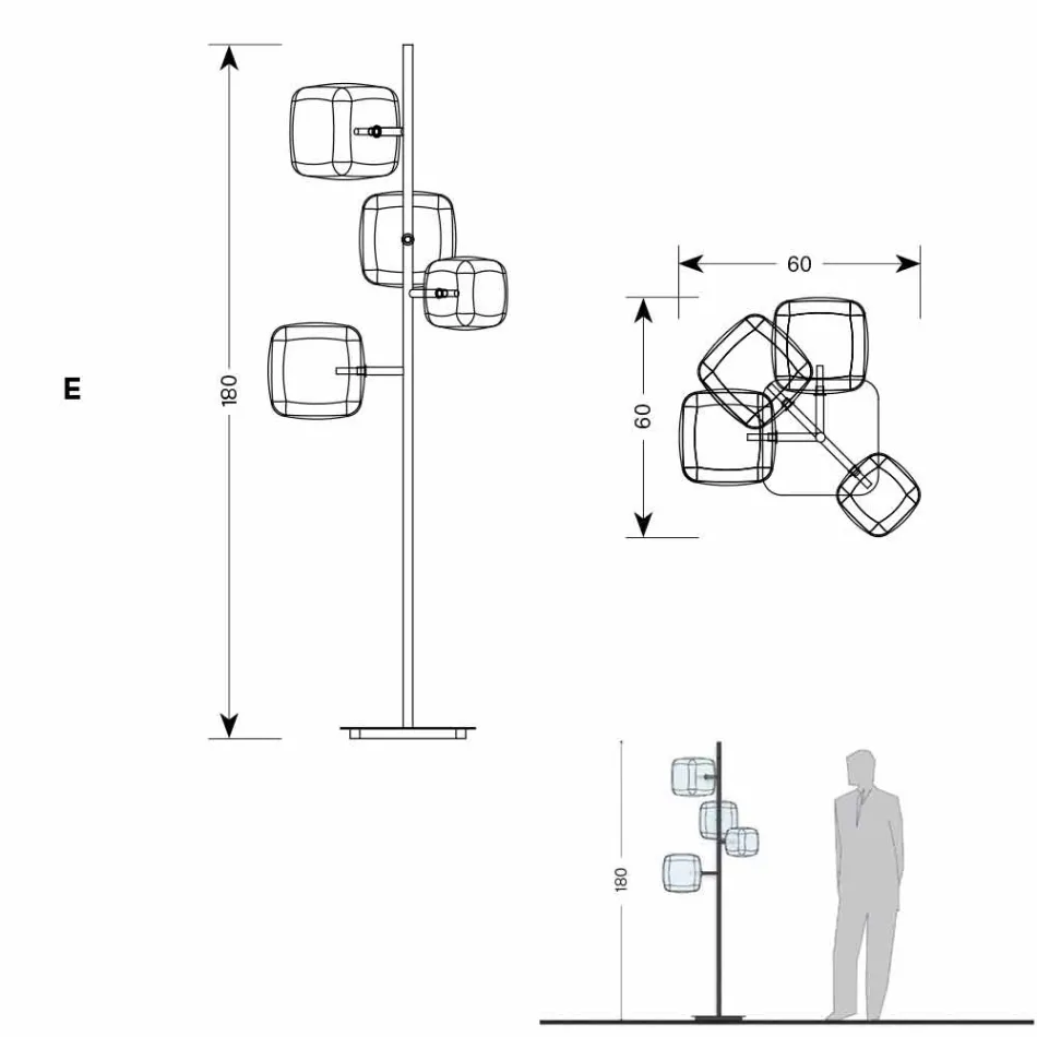 Design vloerlamp met glanzende metalen structuur Made in Italy - Donatina Viadurini