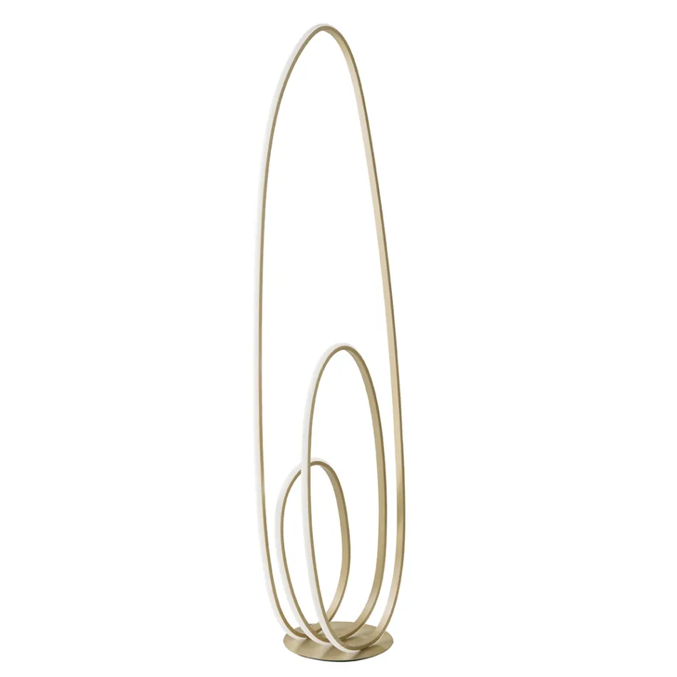Design vloerlamp in goudkleurig gelakt metaal met LED - Simea Viadurini
