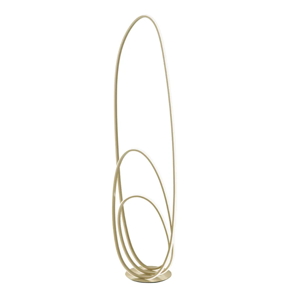 Design vloerlamp in goudkleurig gelakt metaal met LED - Simea Viadurini