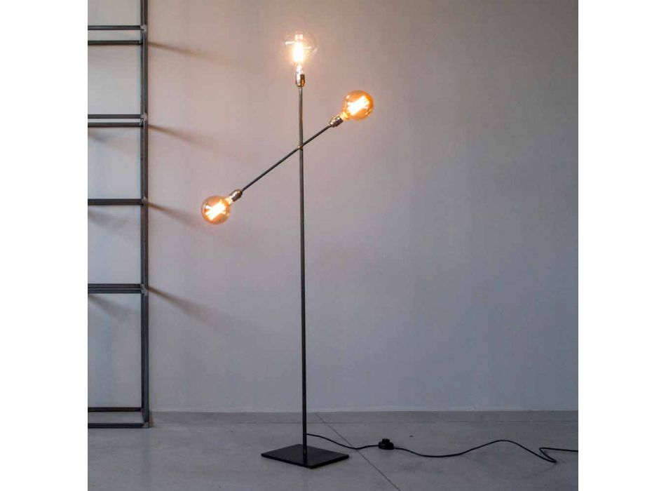 Design vloerlamp van ijzer met verstelbare verlichting Made in Italy - Melita Viadurini