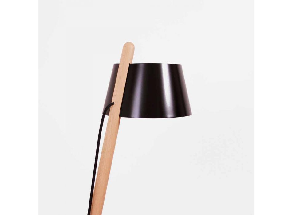 Design vloerlamp in beukenhout en gelakt metaal - Avetta Viadurini