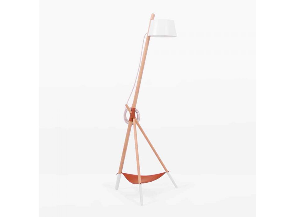 Design vloerlamp in beukenhout en gelakt metaal - Avetta Viadurini