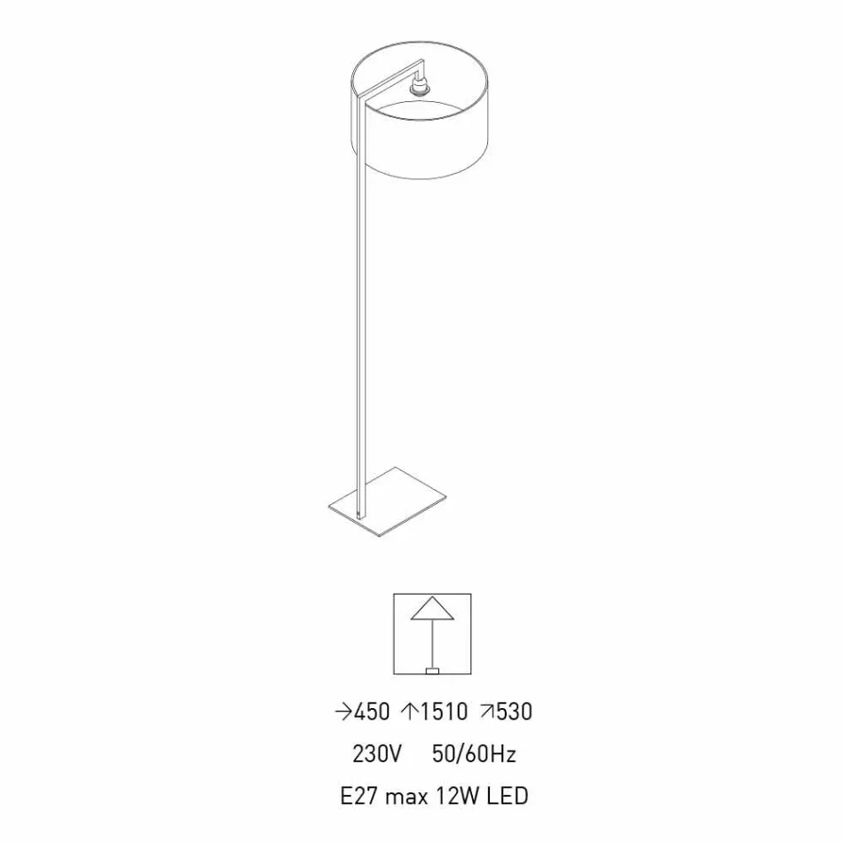 Metalen design vloerlamp met linnen lampenkap gemaakt in Italië - Bali Viadurini