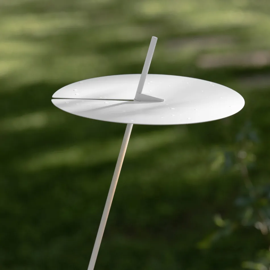Tuinlamp Aluminium Wit Design met Waterlelieblad - Cipriam Viadurini